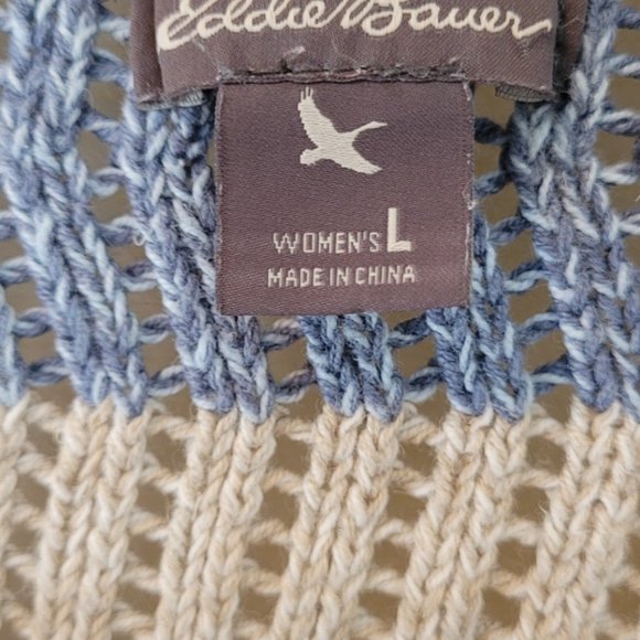 Eddy Bauer blue and beige knit - Picture 3 of 5